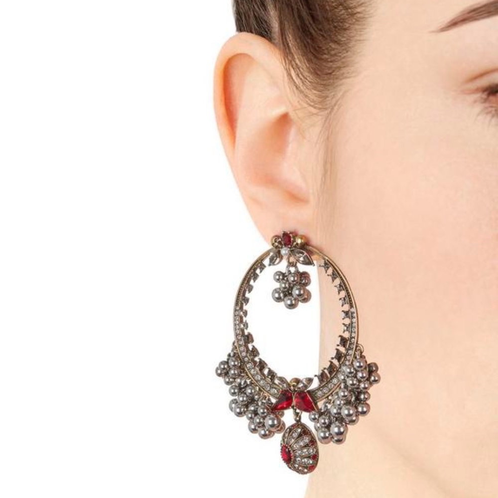 Alexander McQueen Gold Plated Swarovski Runway Earrings